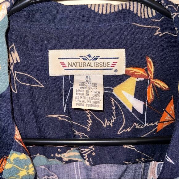 VNTG NATURAL ISSUE Hawaiian button up shirt XL - Picture 3 of 4